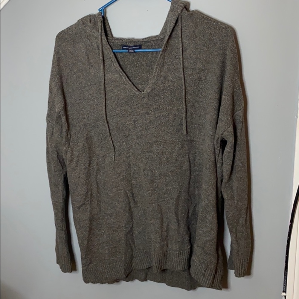 Grey Long Sleeve Hooded Shirt